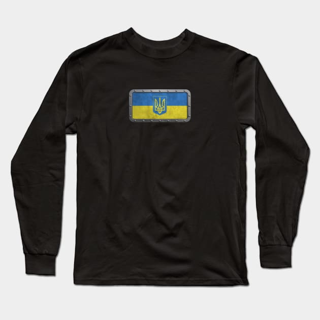 Rough Steel Ukrainian Flag Long Sleeve T-Shirt by jeffbartels